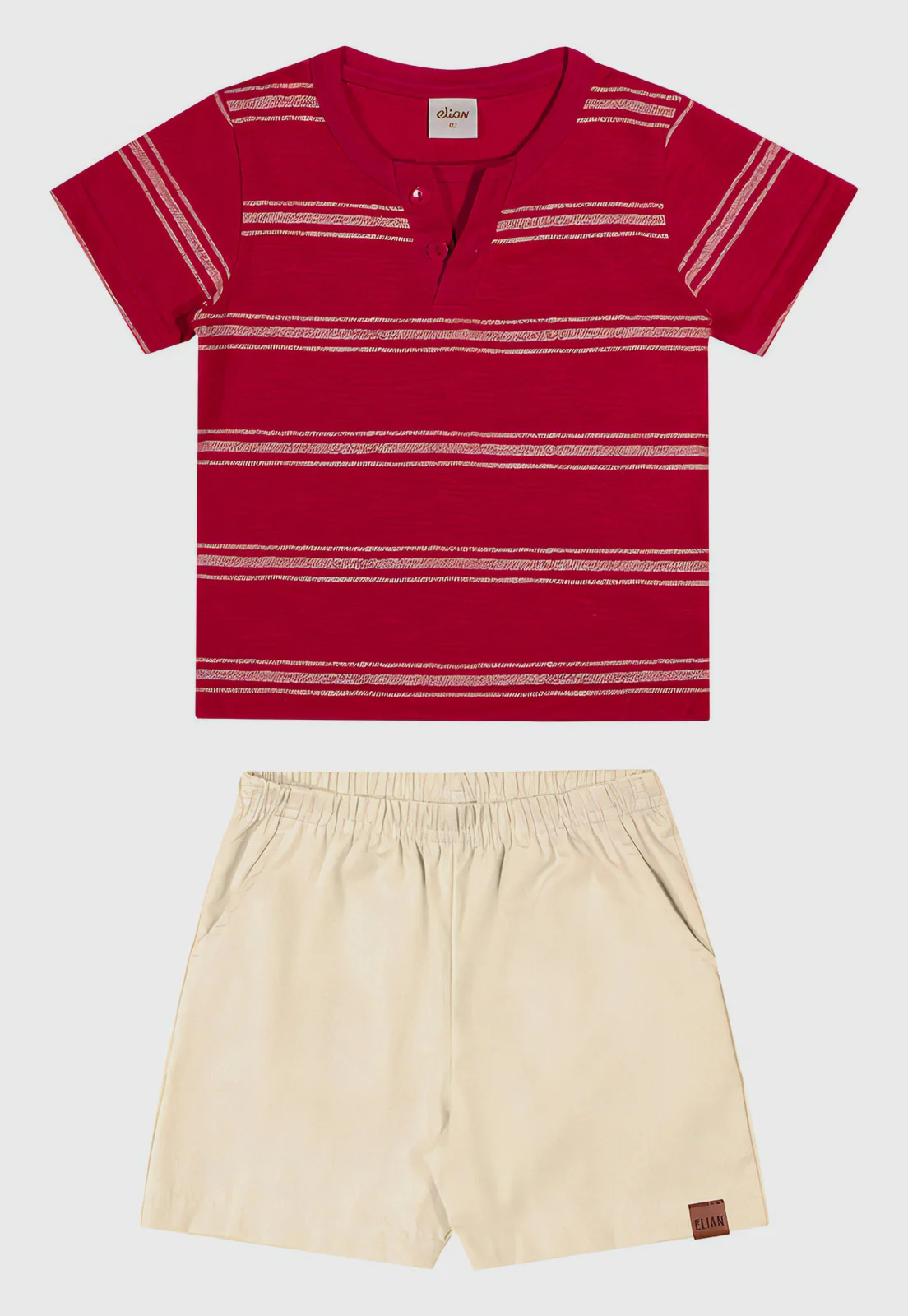 Conjunto  2pçs Manga Curta Elian Camiseta E Bermuda Vermelho