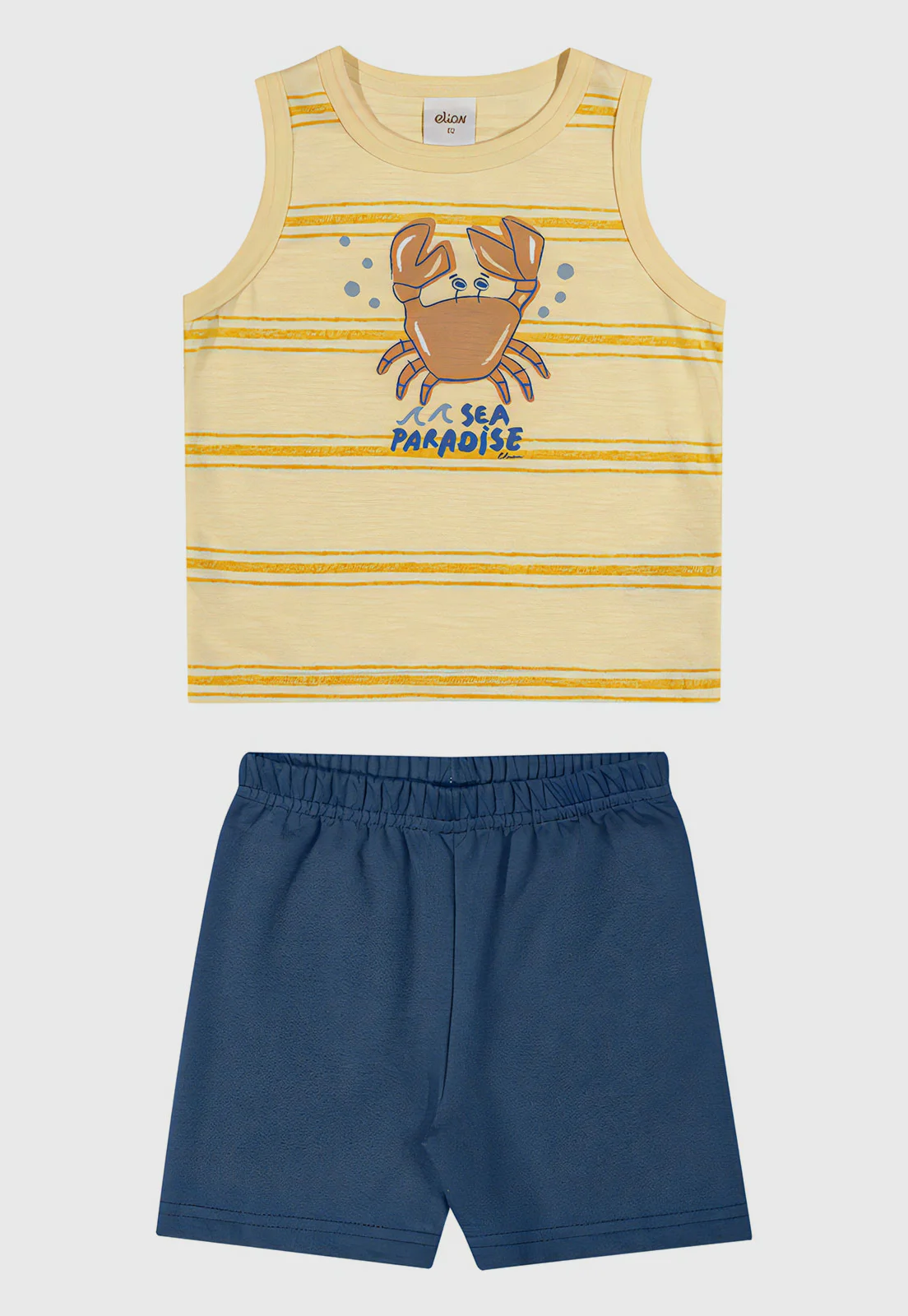 Conjunto  2pçs Manga Curta Elian Regata E Bermuda Amarelo