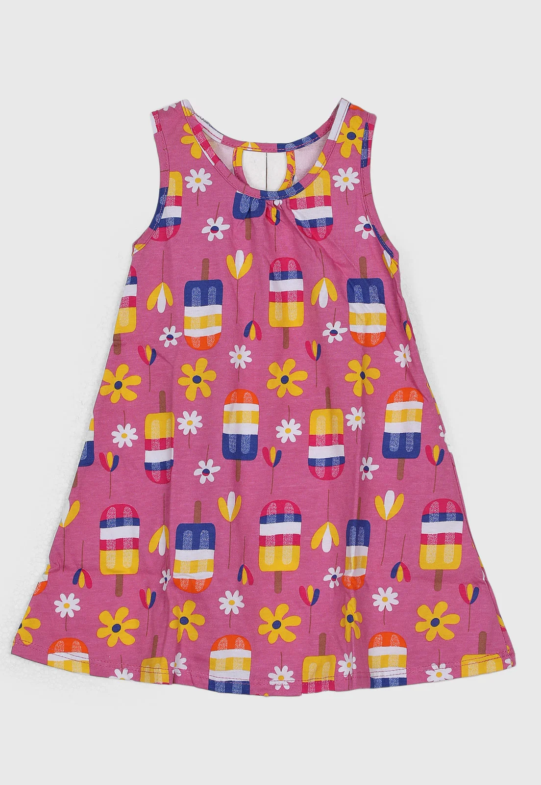 Vestido Infantil Kyly Estampado Rosa